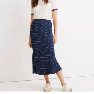 Madewell Navy polka dot slip skirt